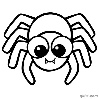 Cartoon Spider with Fangs Bold Lines Coloring Page