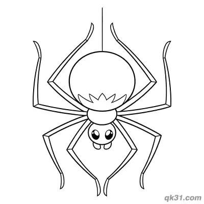 Hanging Big Head Cartoon Spider Coloring Page