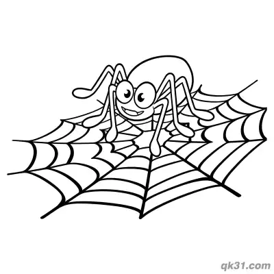 Free printable Happy Spider Resting on Web Coloring Page coloring page