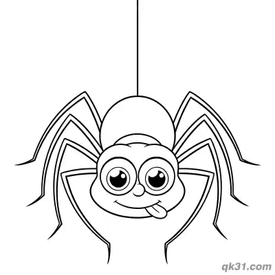 Free printable Playful Hanging Spider with Tongue Out Coloring Page coloring page