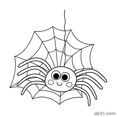 Free printable Round Face Spider with Blush on Web Coloring Page coloring page
