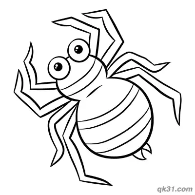 Free printable Striped Abdomen Cartoon Spider Coloring Page coloring page