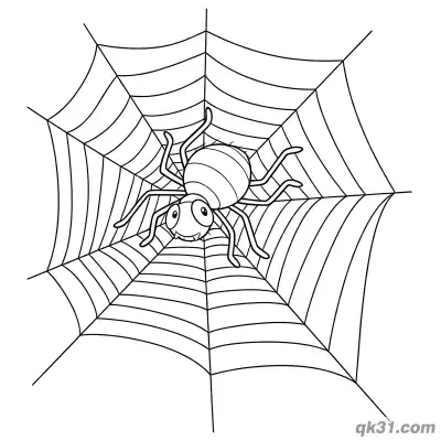 Free printable Striped Spider on Center of Web Coloring Page coloring page