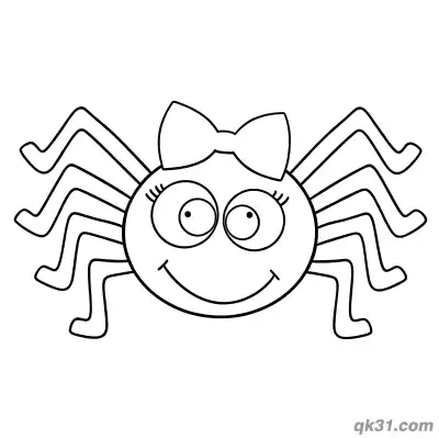 Free printable Sweet Spider with Bow Coloring Page coloring page
