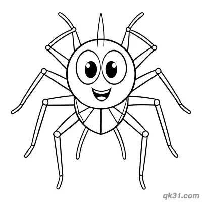 Free printable Symmetrical Cartoon Spider with Spike Coloring Page coloring page