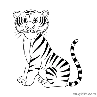 Free printable Cartoon Gentle Sitting Tiger Coloring Page coloring page