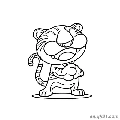 Free printable Cartoon Laughing Standing Tiger Coloring Page coloring page