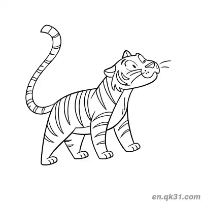 Free printable Cartoon Looking Up Tiger Coloring Page coloring page