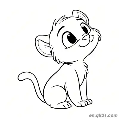 Free printable Cartoon Looking Up Tiger Cub Coloring Page coloring page