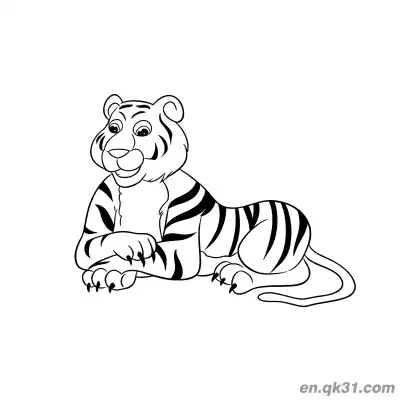 Free printable Cartoon Reclining Tiger Coloring Page coloring page