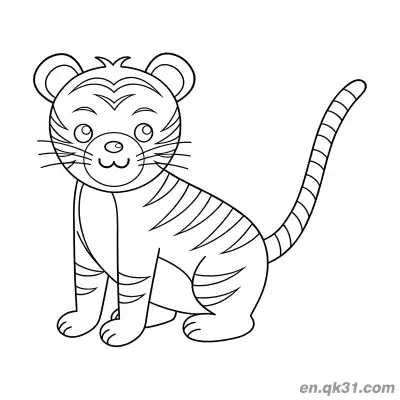 Free printable Cartoon Well-Behaved Sitting Tiger Coloring Page coloring page
