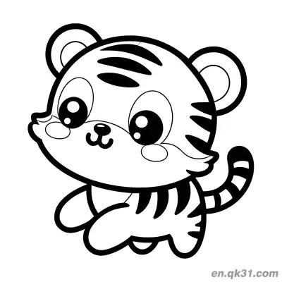 Free printable Chibi Crouching Tiger Cub Coloring Page coloring page