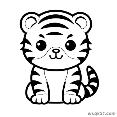 Free printable Chibi Sitting Tiger Cub Coloring Page coloring page