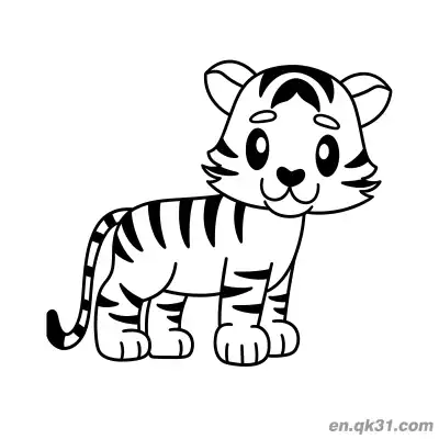 Free printable Cute Head Tilting Standing Tiger Cub Coloring Page coloring page