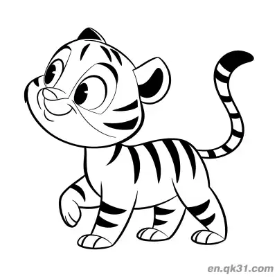 Free printable Cute Walking Tiger Cub Coloring Page coloring page