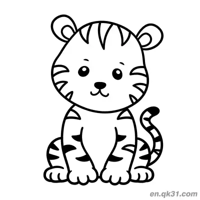 Free printable Cute Well-Behaved Sitting Tiger Cub Coloring Page coloring page