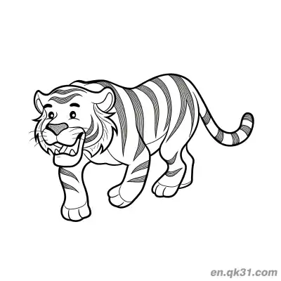 Free printable Hand Drawn Style Walking Tiger Coloring Page coloring page