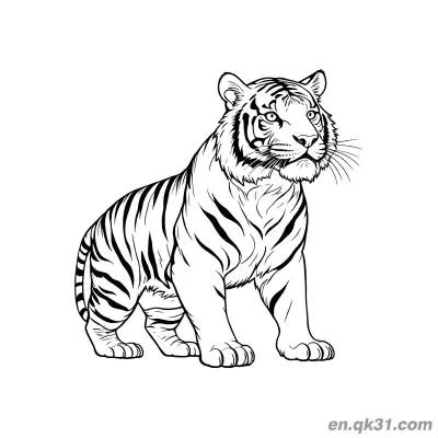 Free printable Realistic Sitting Tiger Coloring Page coloring page