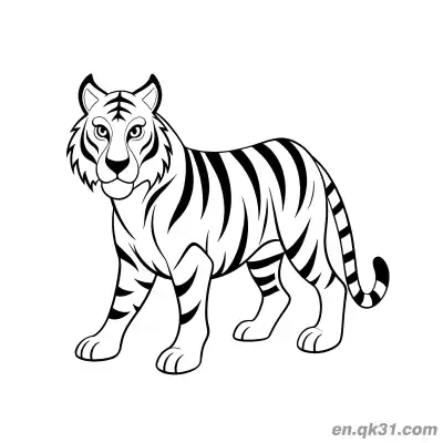 Free printable Realistic Style Standing Tiger Coloring Page coloring page