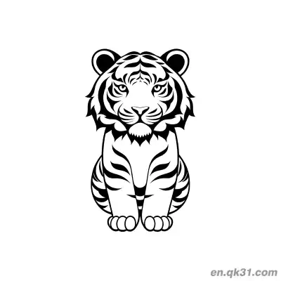 Free printable Totem Style Sitting Tiger Coloring Page coloring page