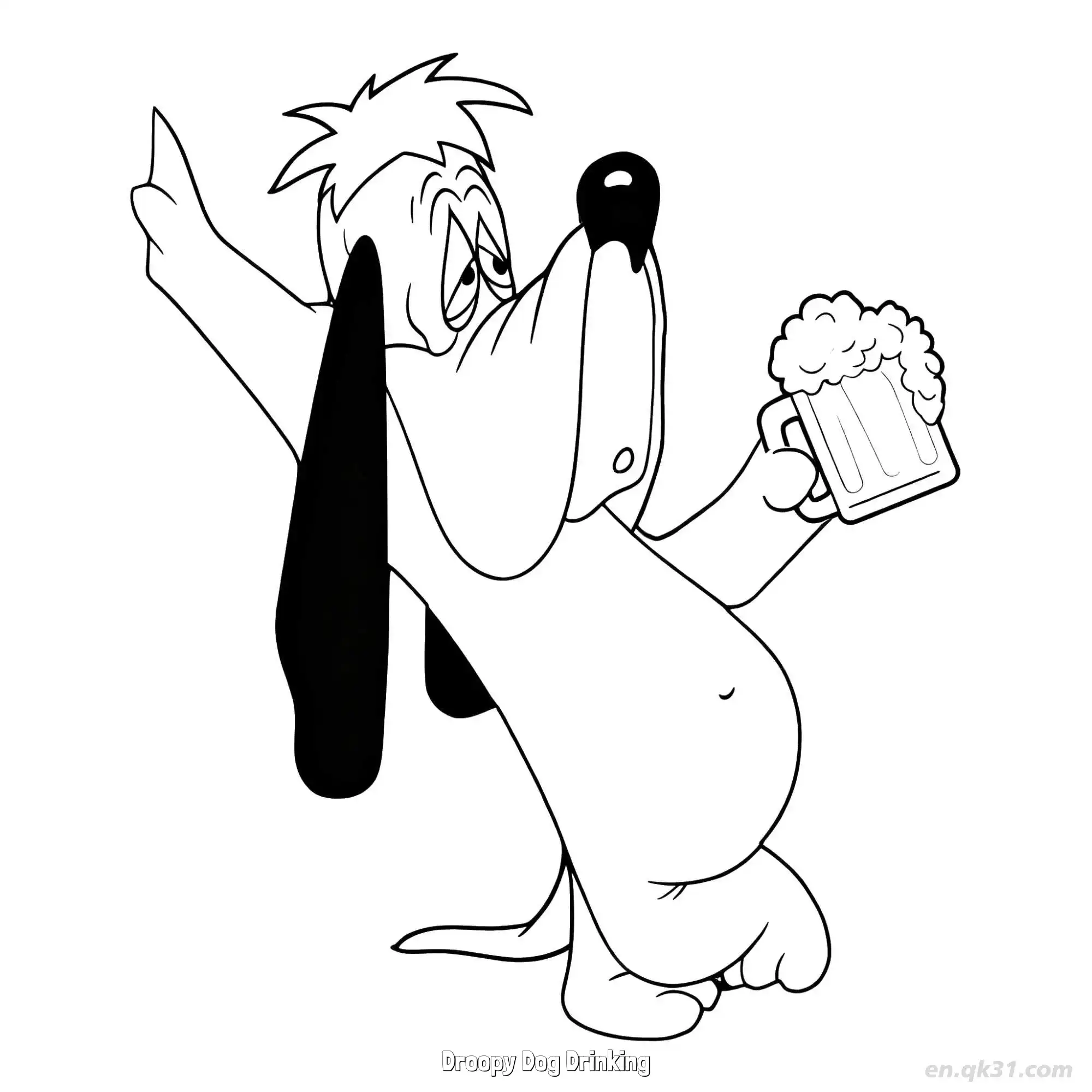 Droopy Dog Drinking  Coloring Page - Free Printable Tom and Jerry PDF Coloring Sheets – Free Printable Coloring Page for Kids and Adults