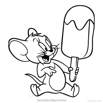 Free printable Jerry Mouse Eating Ice Cream  Coloring Page - Free PDF Printable Tom and Jerry Coloring Sheets coloring page