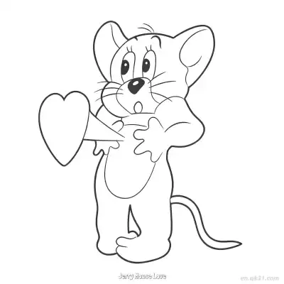Free printable Jerry Mouse Love  Coloring Page - Free PDF Printable Tom and Jerry Coloring Sheets coloring page