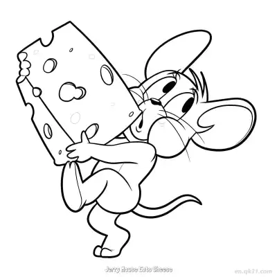 Free printable Jerry Mouse Eats Cheese  Coloring Page - Free PDF Printable Tom and Jerry Coloring Sheets coloring page