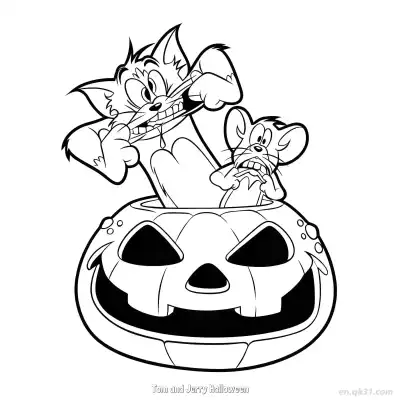 Free printable Tom and Jerry Halloween  Coloring Page - Free PDF Printable Tom and Jerry Coloring Sheets coloring page