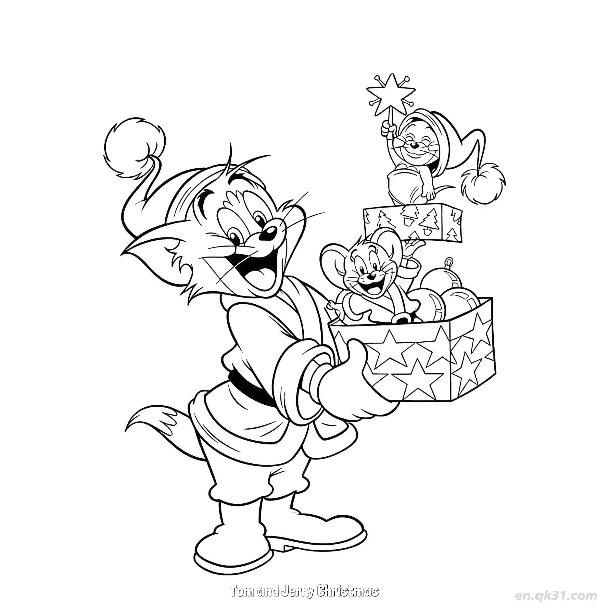 Tom and Jerry Christmas  Coloring Page - Free Printable Tom and Jerry PDF Coloring Sheets – Free Printable Coloring Page for Kids and Adults