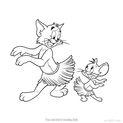 Free printable Tom and Jerry Dancing Hula  Coloring Page - Free PDF Printable Tom and Jerry Coloring Sheets coloring page