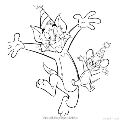 Free printable Tom and Jerry Happy Birthday  Coloring Page - Free PDF Printable Tom and Jerry Coloring Sheets coloring page