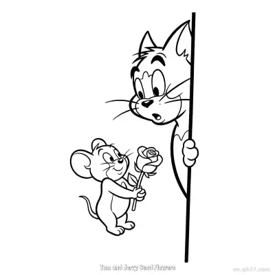 Free printable Tom and Jerry Send Flowers  Coloring Page - Free PDF Printable Tom and Jerry Coloring Sheets coloring page