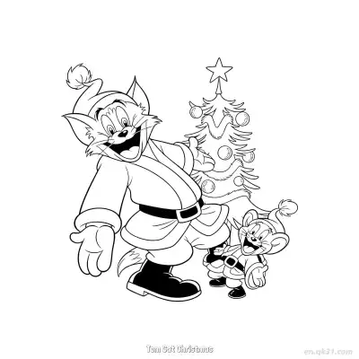 Free printable Tom Cat Christmas  Coloring Page - Free PDF Printable Tom and Jerry Coloring Sheets coloring page