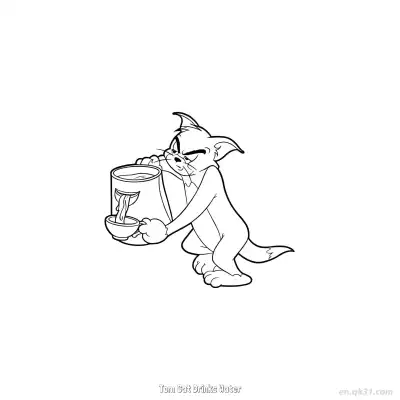 Free printable Tom Cat Drinks Water  Coloring Page - Free PDF Printable Tom and Jerry Coloring Sheets coloring page