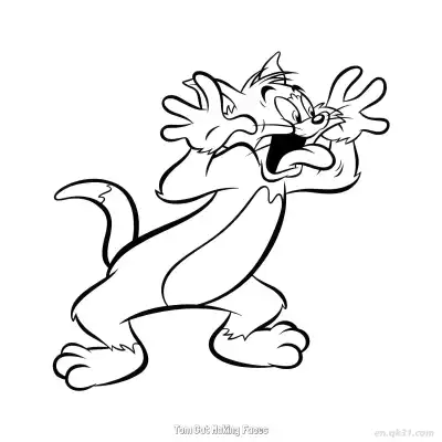 Free printable Tom Cat Making Faces  Coloring Page - Free PDF Printable Tom and Jerry Coloring Sheets coloring page