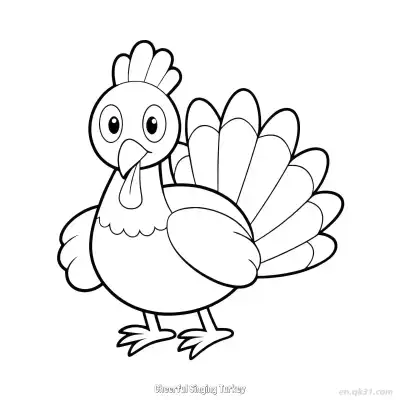 Free printable Cheerful Singing Turkey  Coloring Page - Free PDF Printable Turkey Coloring Sheets coloring page