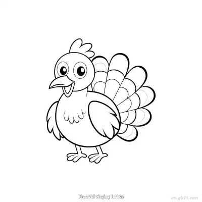 Free printable Cheerful Singing Turkey 2 Coloring Page - Free PDF Printable Turkey Coloring Sheets coloring page