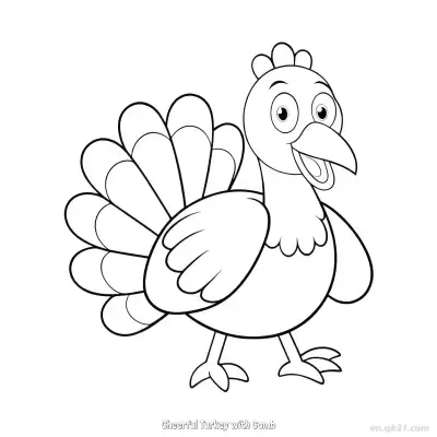 Free printable Cheerful Turkey with Comb  Coloring Page - Free PDF Printable Turkey Coloring Sheets coloring page