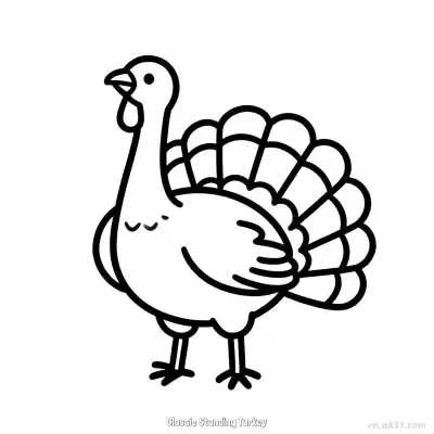 Free printable Classic Standing Turkey  Coloring Page - Free PDF Printable Turkey Coloring Sheets coloring page