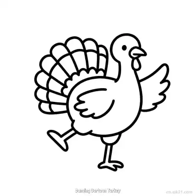 Free printable Dancing Cartoon Turkey  Coloring Page - Free PDF Printable Turkey Coloring Sheets coloring page