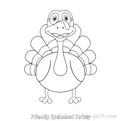 Free printable Friendly Eyelashed Turkey  Coloring Page - Free PDF Printable Turkey Coloring Sheets coloring page