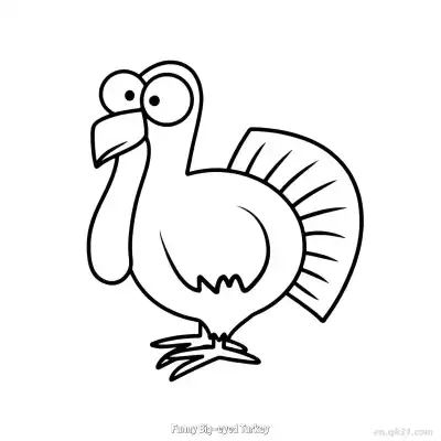 Free printable Funny Big-eyed Turkey  Coloring Page - Free PDF Printable Turkey Coloring Sheets coloring page