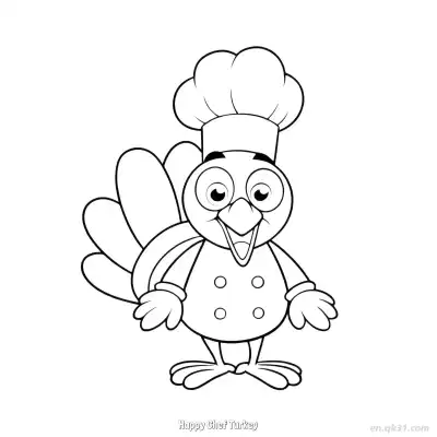 Free printable Happy Chef Turkey  Coloring Page - Free PDF Printable Turkey Coloring Sheets coloring page