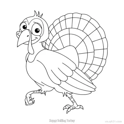 Free printable Happy Walking Turkey  Coloring Page - Free PDF Printable Turkey Coloring Sheets coloring page