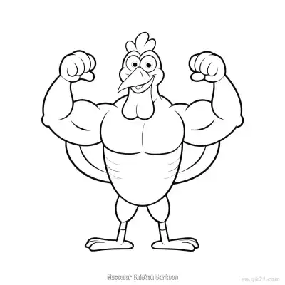 Free printable Muscular Chicken Cartoon  Coloring Page - Free PDF Printable Turkey Coloring Sheets coloring page