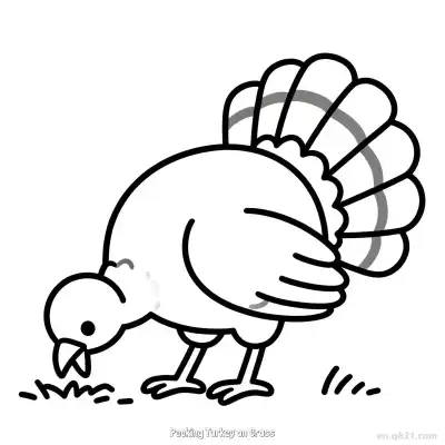 Free printable Pecking Turkey on Grass  Coloring Page - Free PDF Printable Turkey Coloring Sheets coloring page