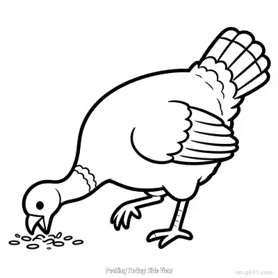 Free printable Pecking Turkey Side View  Coloring Page - Free PDF Printable Turkey Coloring Sheets coloring page
