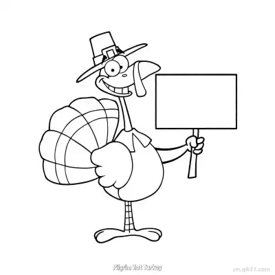 Free printable Pilgrim Hat Turkey  Coloring Page - Free PDF Printable Turkey Coloring Sheets coloring page