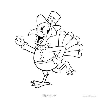 Free printable Pilgrim Turkey  Coloring Page - Free PDF Printable Turkey Coloring Sheets coloring page